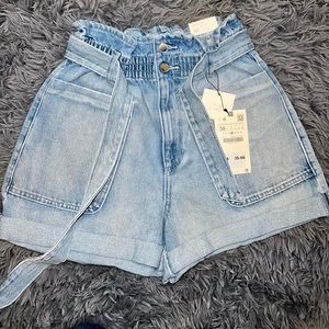 Womens Zara High Waisted Paperbag Shorts
